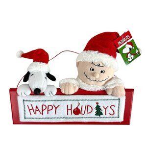 Peanuts Happy Holidays Snoopy Charlie Brown Hanging Sign Wall Door Plaque NEW